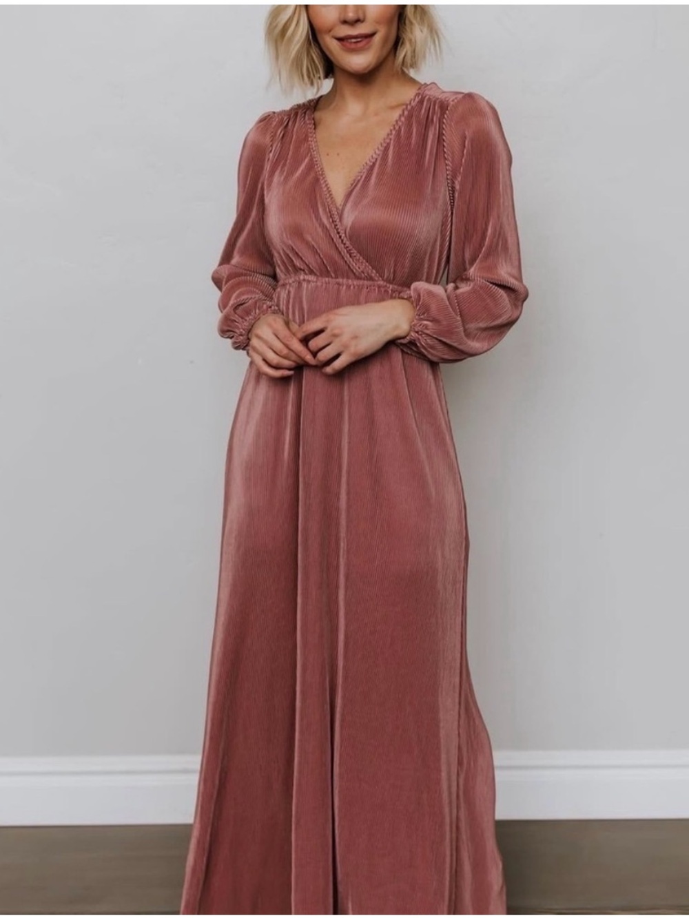 Baltic Born Mauve Pink Venus Pleated Maxi Dress empire waist bump friendly XL